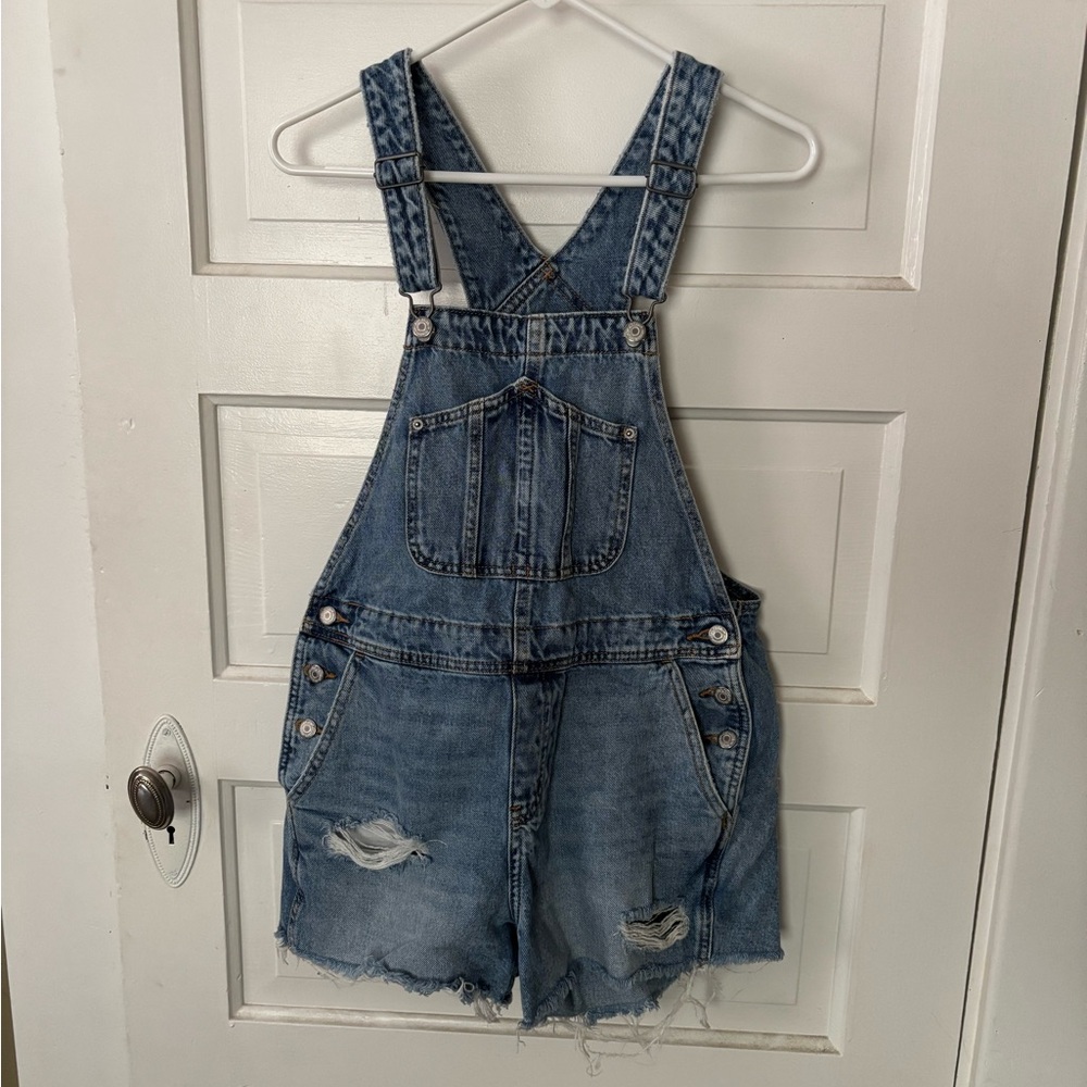 Old Navy Blue Jean Shorts Overalls